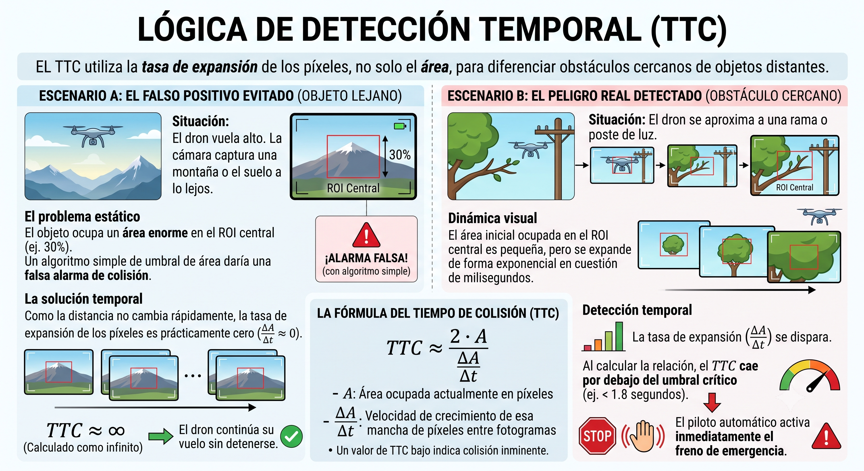 Esquema del detector de colisiones por looming temporal